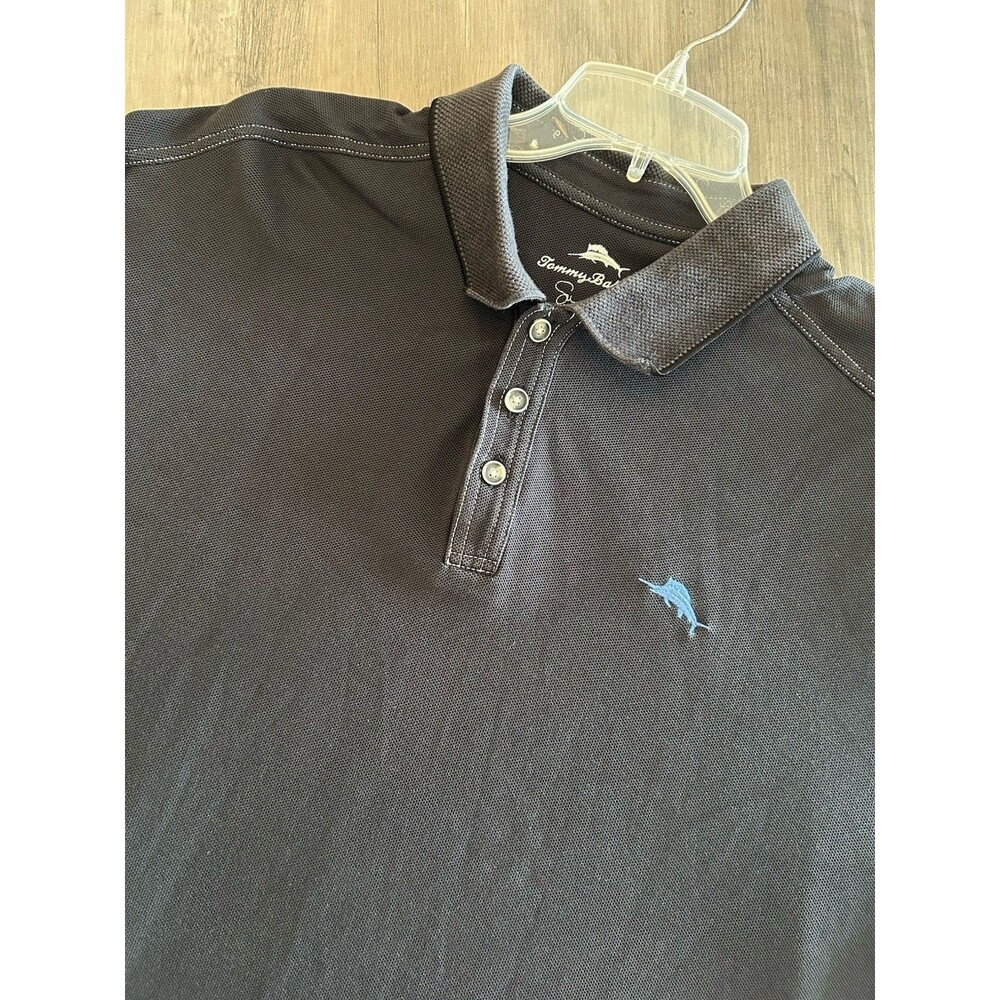 TOMMY BAHAMA SUPIMA POLO GOLF SHIRT MARLIN FISH LOGO BLACK Size XL